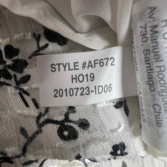 Madewell Women's Peplum Blouse Black and White Ditsy Floral Print Airy Size XL - Picture 16 of 16